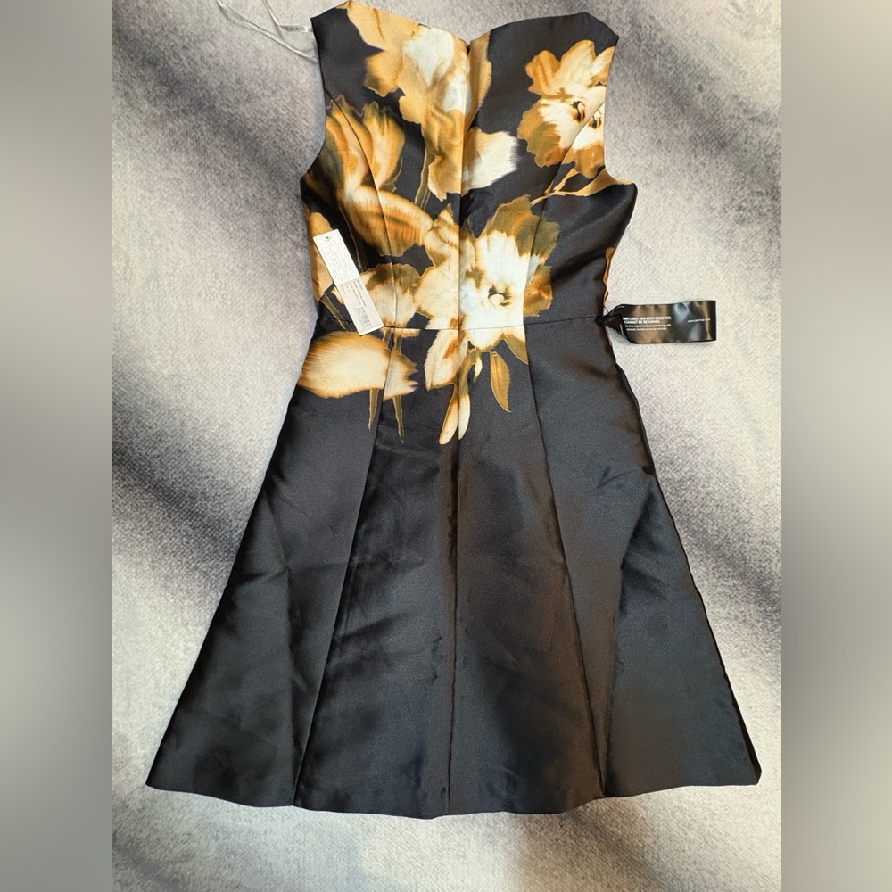 NWT Kay Unger Black Gold Reyna Sleeveless Cocktail Fit Flare Dress 4 6 Small - Picture 15 of 15